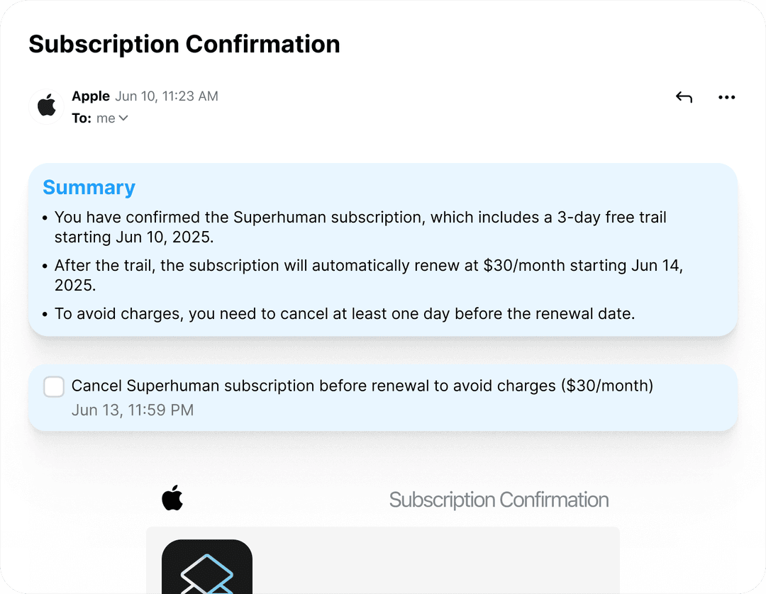 Subscription management feature