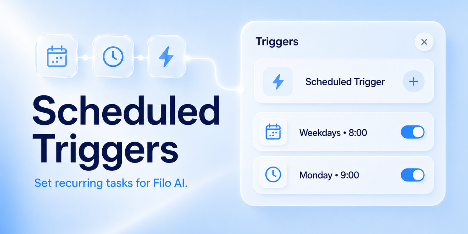 Scheduled triggers in FiloMail 2.0 for recurring agent tasks