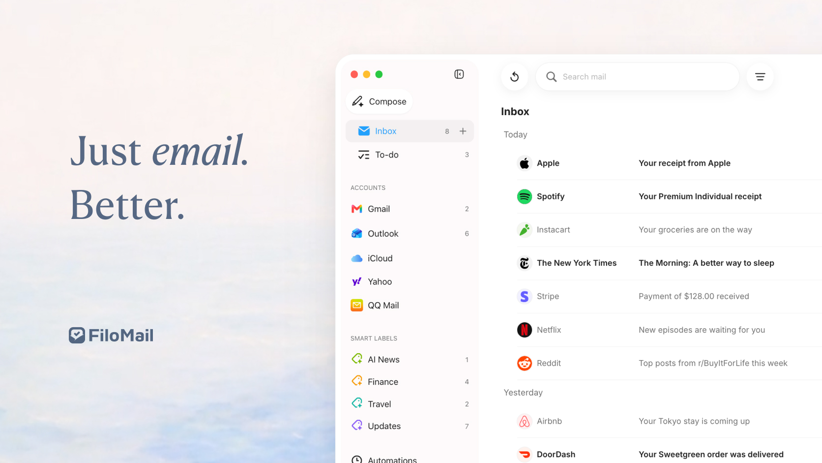 FiloMail lighter email experience preview