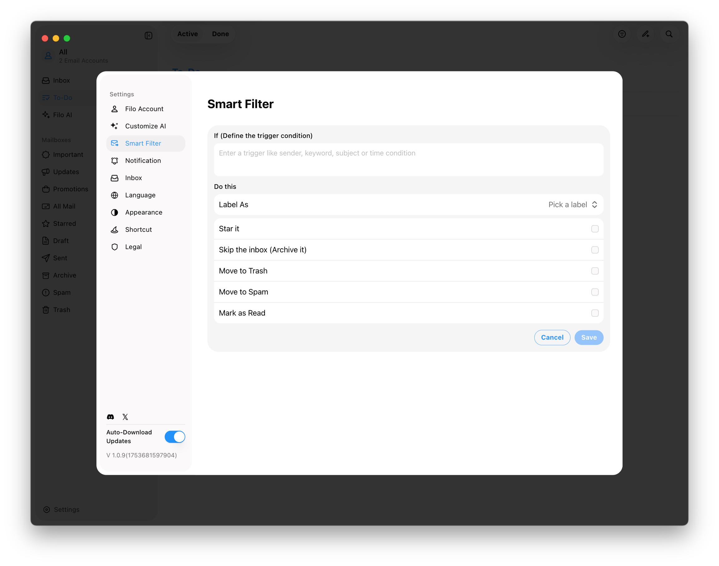 The Screenshot of the Smart Filter Page