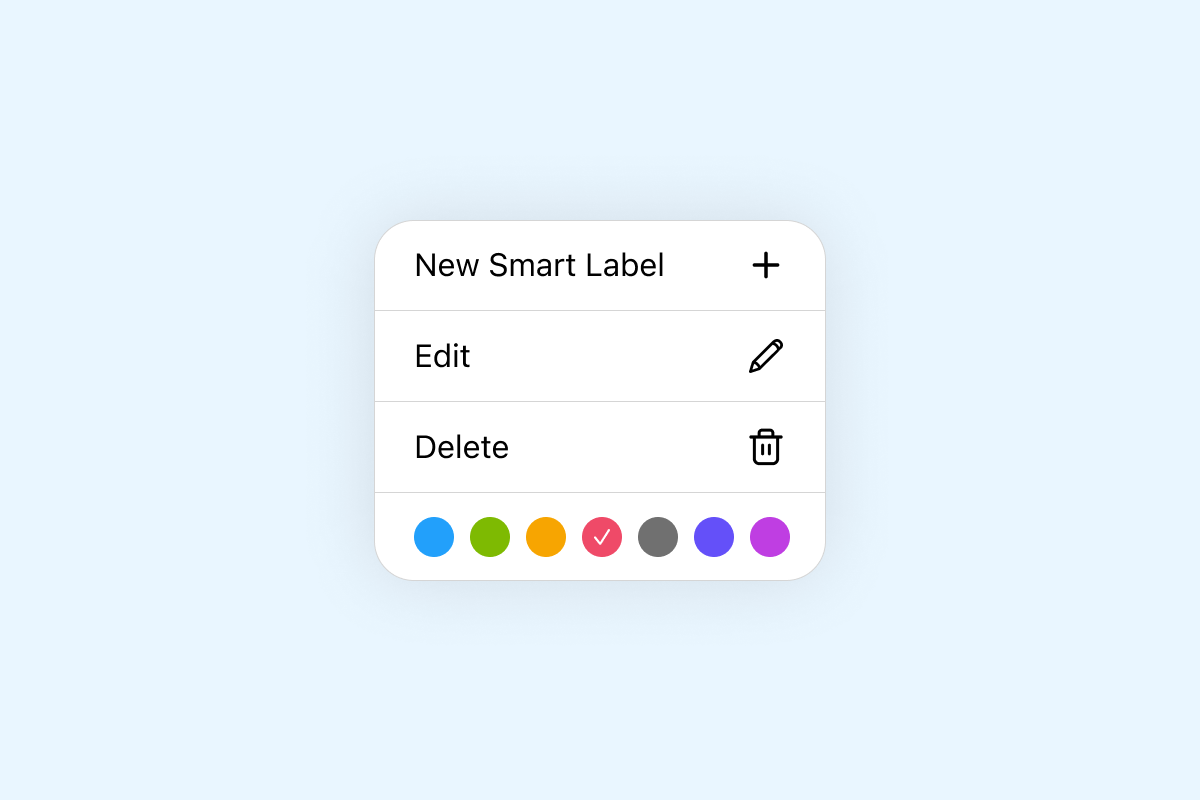Desktop Label Setup Menu