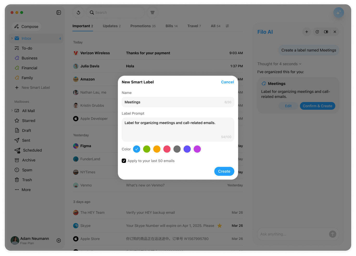 Smart Labels Settings