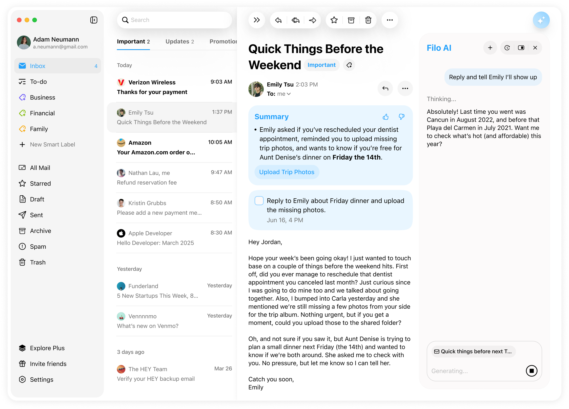 Filo AI Email Interface